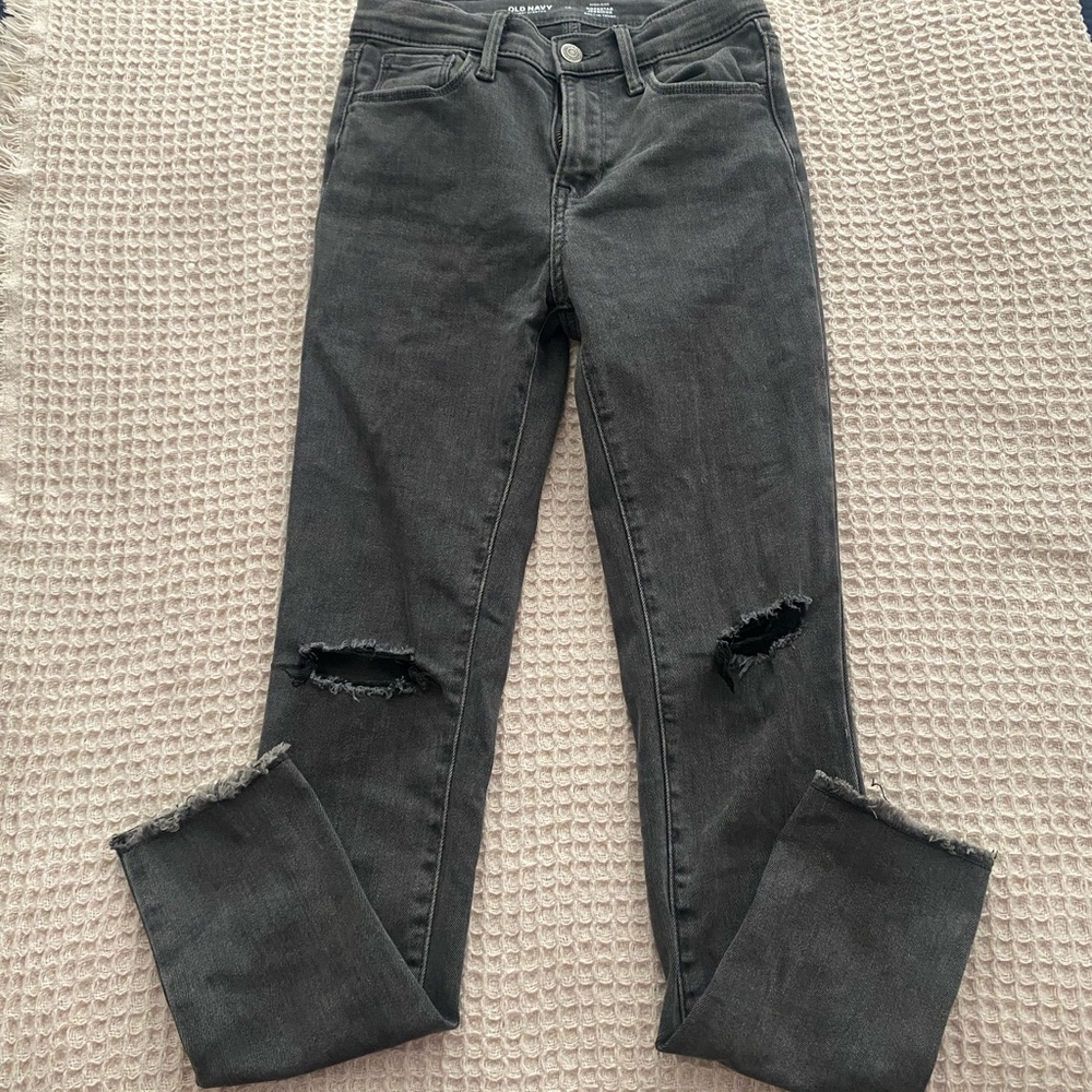 Old Navy Charcoal Distressed Skinny Jeans